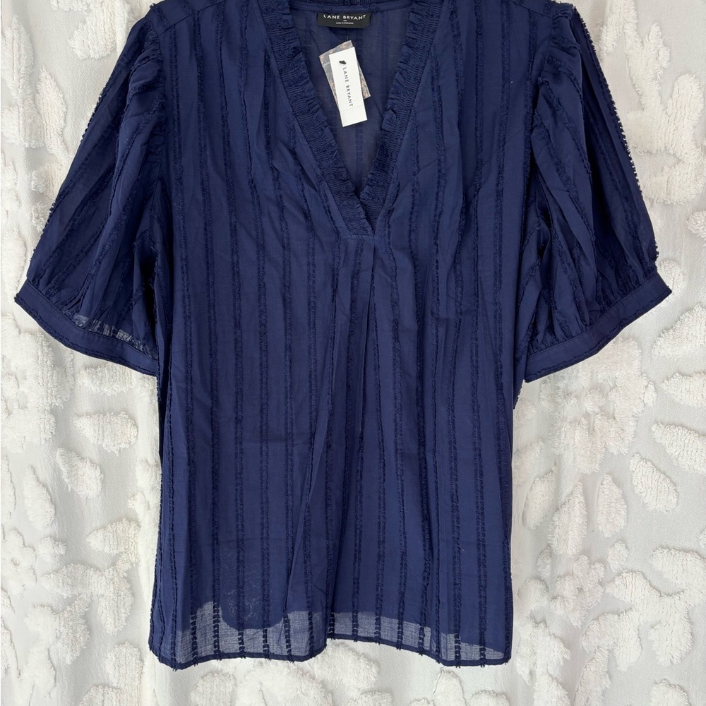 NWT Lane Bryant Navy V-Neck Blouse size 22